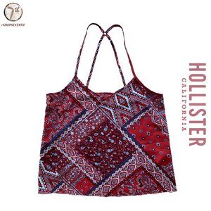 (40% OFF) Hollister Red & Blue Paisley Print Boho Racerback Tank Top